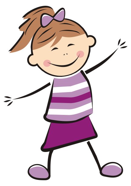 跳舞快乐的女孩，有趣的矢量插图图片下载
