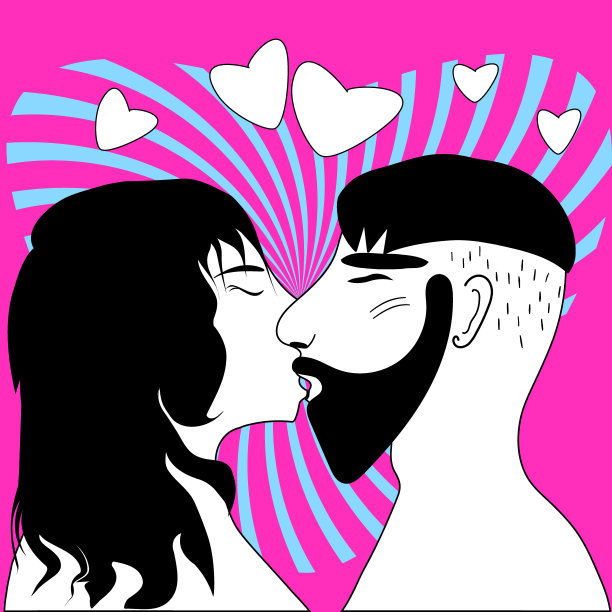 亲吻草图向量图片下载