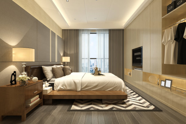 3D渲染现代卧室图片下载