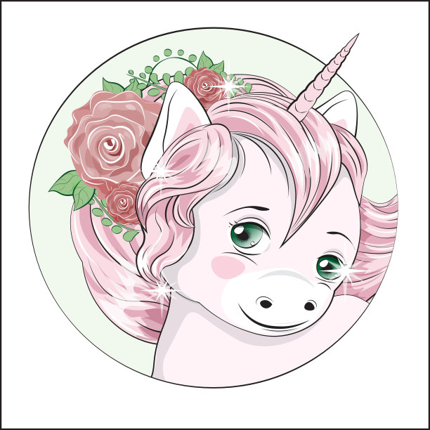 花中的小独角兽图片下载