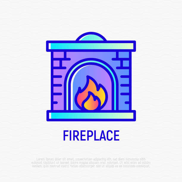 壁炉细线图标。现代矢量插图。图片下载