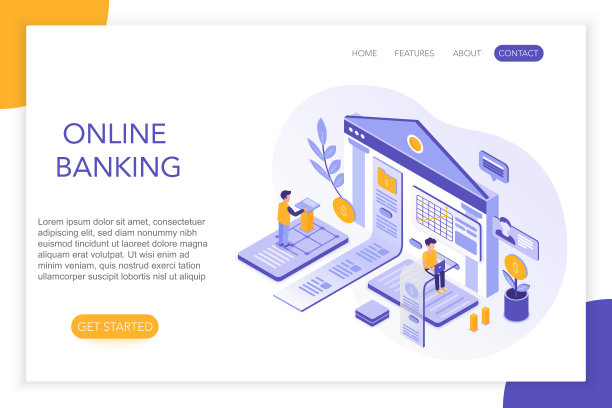 网上银行，安全支付，银行账户三维等距登陆网站页面模板。人，虚拟屏幕图表与统计矢量插图。图片下载