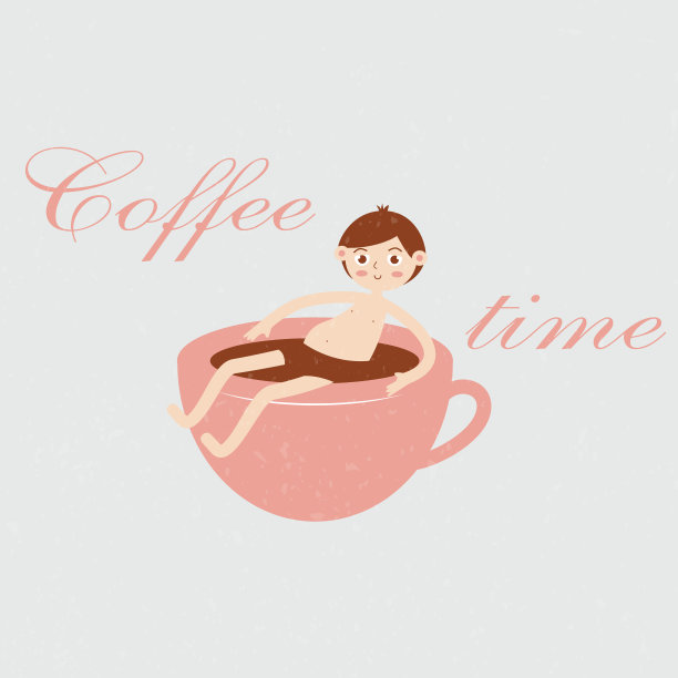 一个坐在咖啡里的人的有趣插图。图片下载