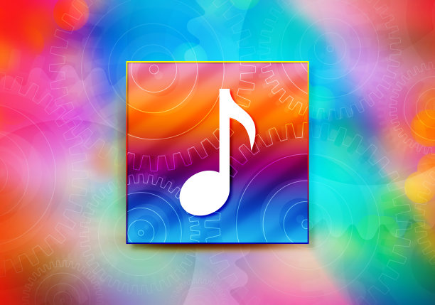 音符图标抽象彩色背景散景设计插图图片下载