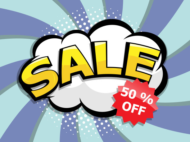 出售和折扣标签漫画书，流行艺术图片下载