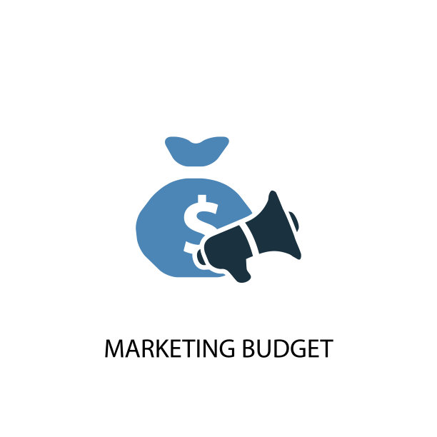 营销预算概念2彩色图标。简单的蓝色元素插图。营销预算概念符号设计。可以用于网页和手机的UI/UX吗图片下载