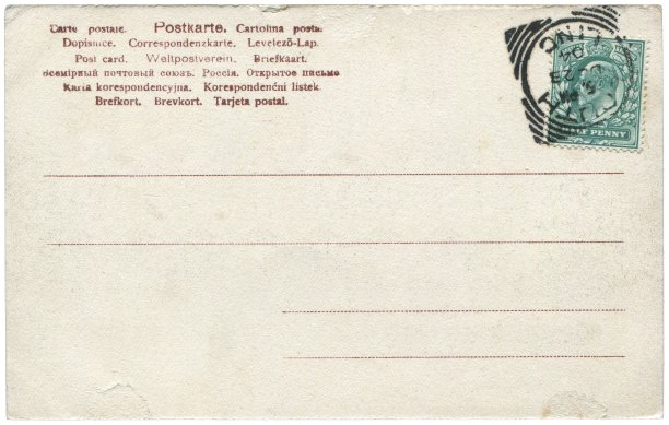 20世纪初，英国林肯郡劳斯寄出的老式明信片，上面印有爱德华七世国王的肖像邮票。一个非常好的背景，任何使用的历史明信片通信。图片下载