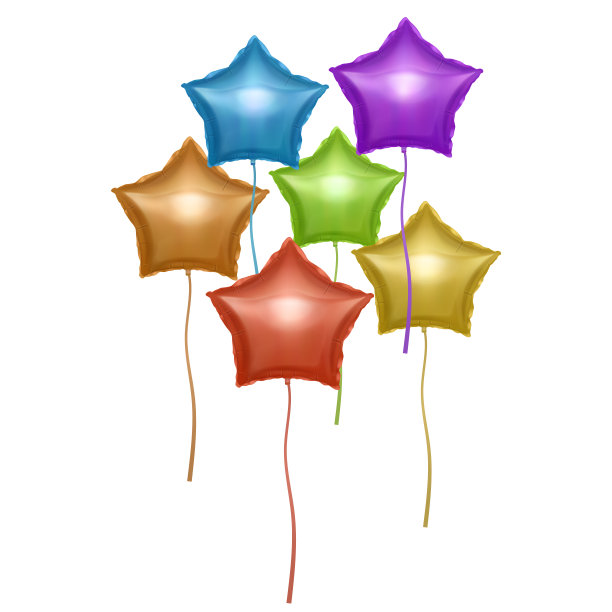 星星形状的矢量气球。白色背景上鲜艳的彩色气球。情人节或婚礼的节日装饰元素。图片下载