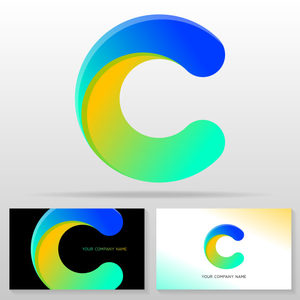 字母C标志设计-彩色矢量标志。图片下载