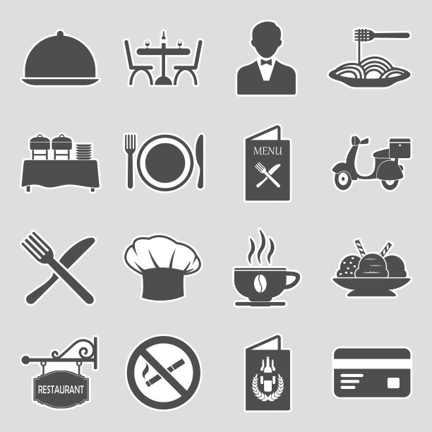 餐厅图标。组2。贴纸设计。矢量插图。图片下载