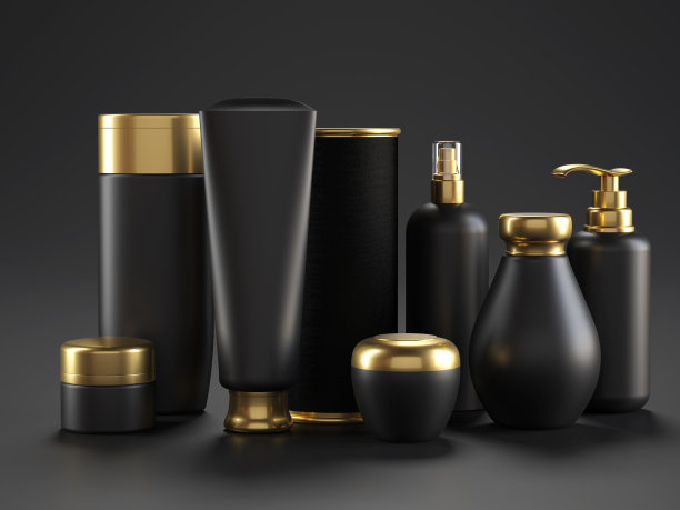 黑色和金色包装的化妆品图片下载