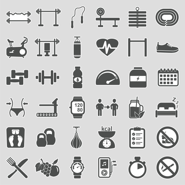 健身和健身房图标。贴纸设计。矢量插图。图片下载