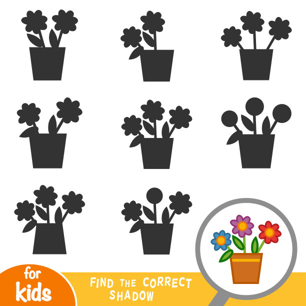 找到正确的影子，孩子的游戏，花图片下载