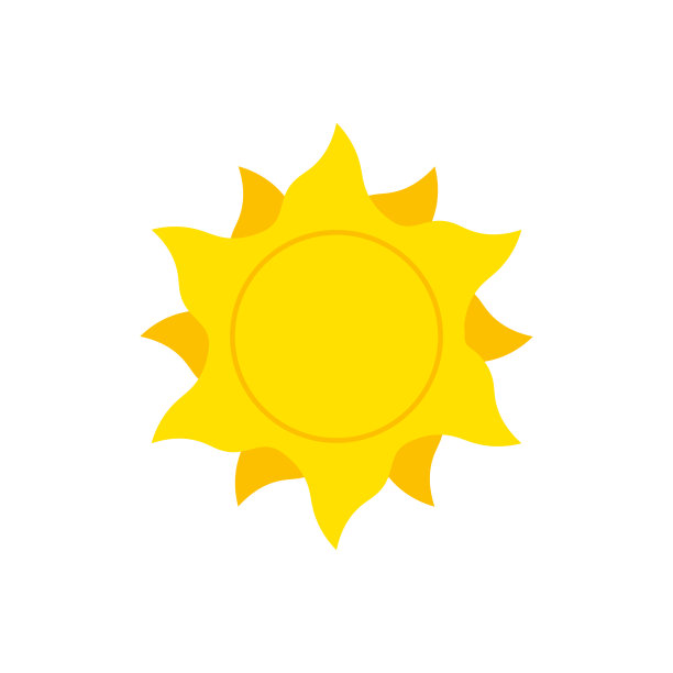 简单的太阳平面图标。夏天，海滩，天气概念的标志或横幅。孤立在白色背景上。矢量10 EPS插图。图片下载