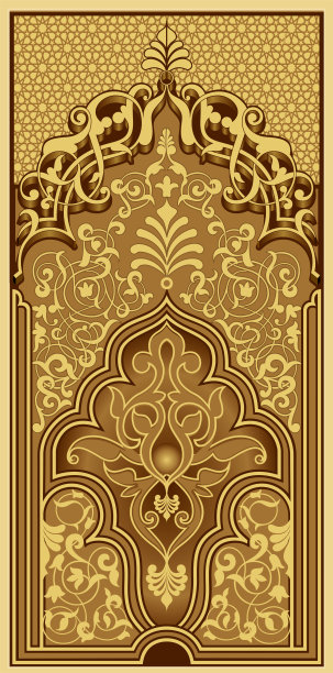 东方金色大门阿拉伯图案矢量图图片下载