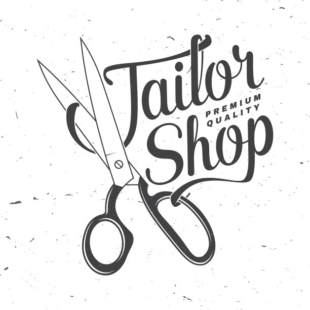 裁缝店徽章。向量。概念衬衫，印刷，邮票标签或t恤。复古排印设计剪刀剪影。复古设计适合缝纫店经营图片下载
