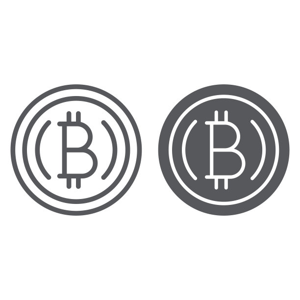 比特币线性图标，金融和加密货币符号矢量图形图片下载