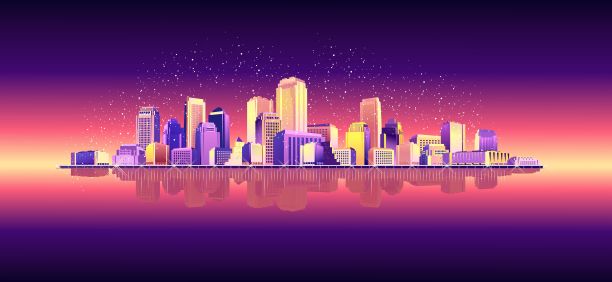 夜晚霓虹城市素材图片