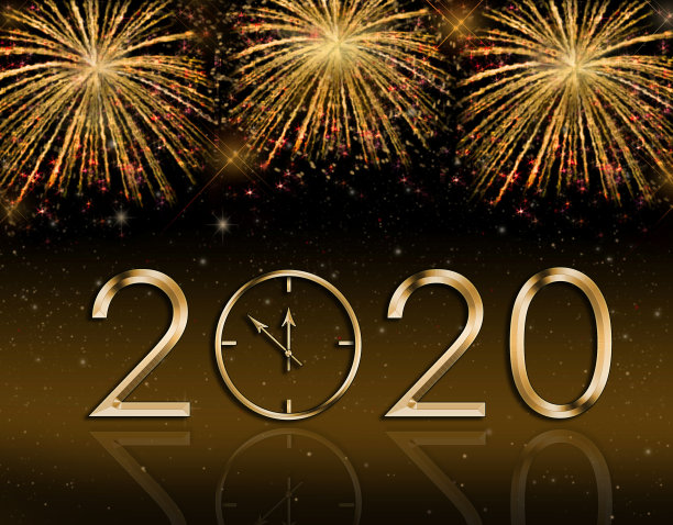 2020年圣诞贺卡与圣诞树的背景烟花图片下载