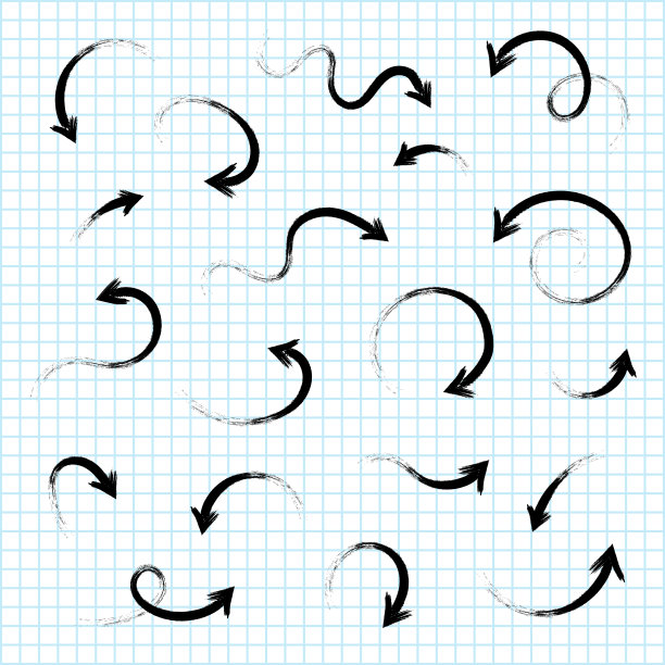 超级设定不同的手绘箭头，矢量图形设计图片下载