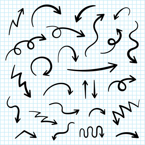 超级设定不同的手绘箭头，矢量图形设计图片下载