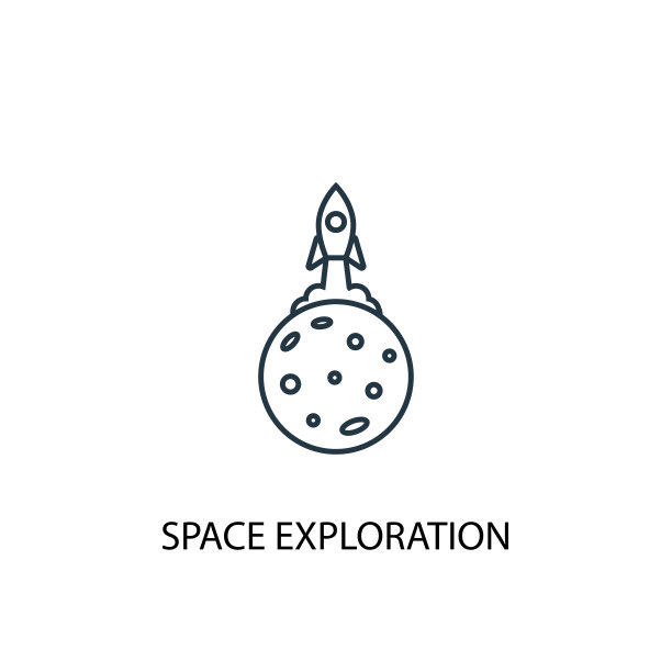 太空探索概念线图标。简单元素说明图片下载