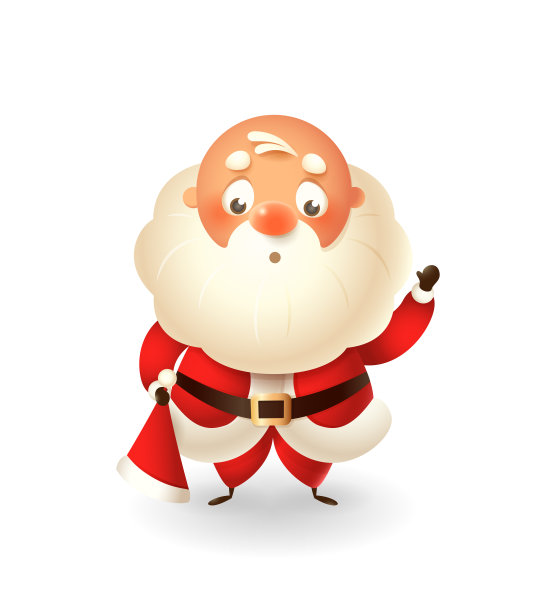 ute Santa Claus without hat on his head孤立在白色背景庆祝圣诞节-矢量插图图片下载