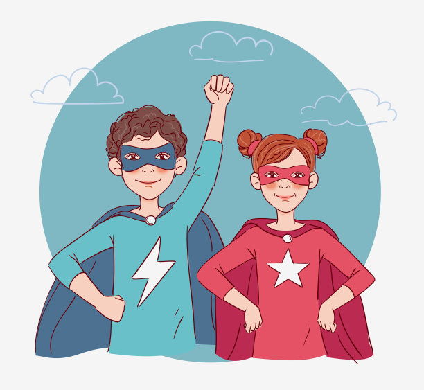 两个可爱的孩子超级英雄图片下载