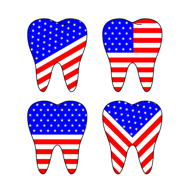 美国国旗图案在齿形。图片下载