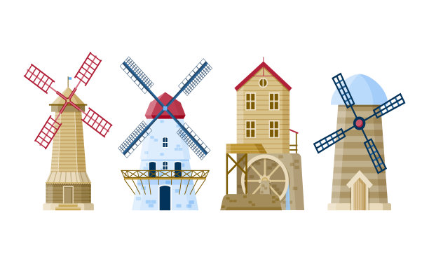 在白色背景上的平面米尔斯向量集合图片下载