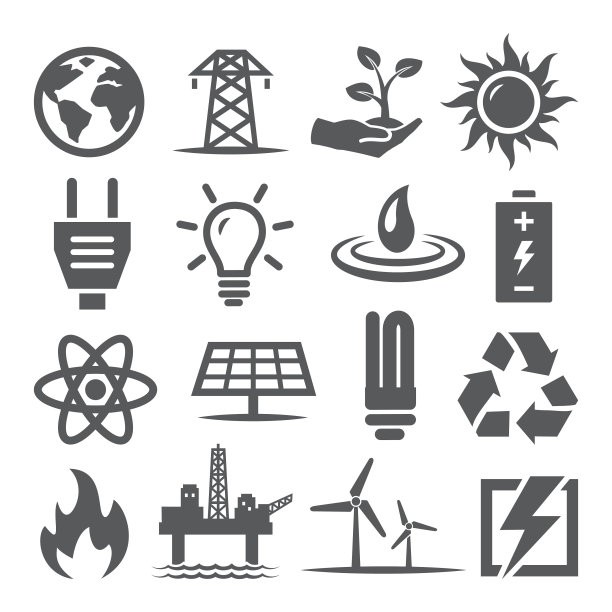 能源图标设置为白色背景图片下载