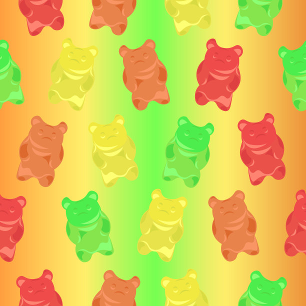 图案小熊软糖在一个彩色明亮的背景。图片下载