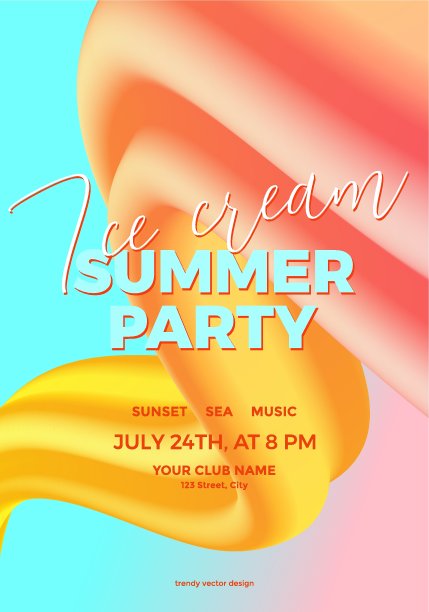 时尚的设计模板与流体和液体形状。夏季彩色渐变背景。适用于封面、海报、传单、演讲、横幅。图片下载