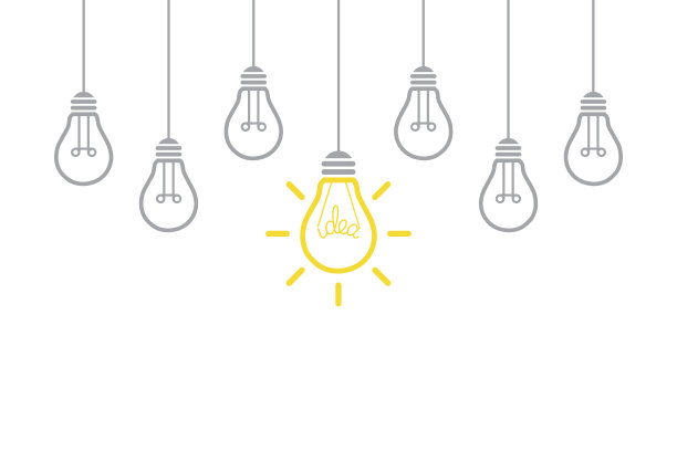 新的想法解决方案概念与灯泡在白色的背景图片下载