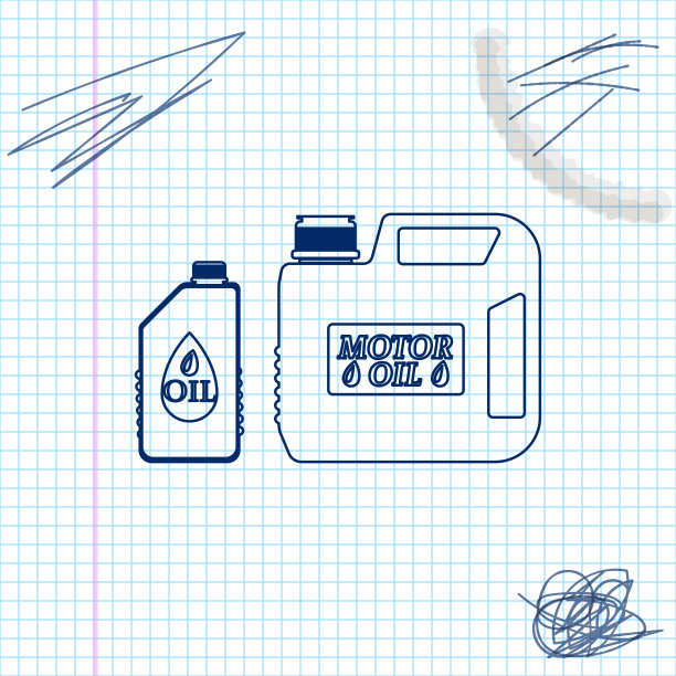 塑料筒电机机油线草图图标隔离在白色背景上。油价每加仑。换油服务和维修。机油的迹象。矢量图图片下载