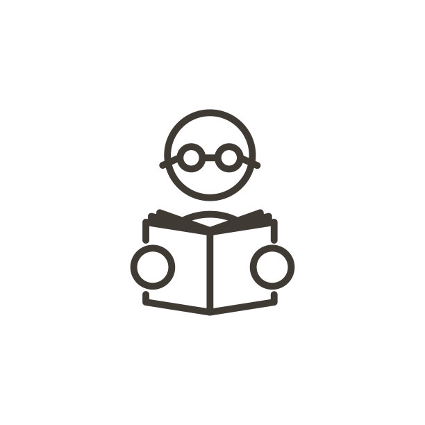 人物戴眼镜看书。矢量细线图标。图片下载