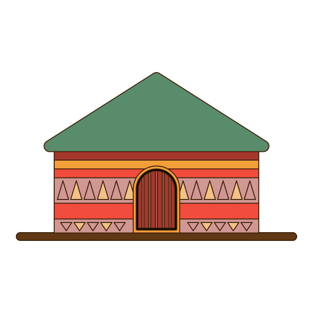 非洲民族的家园和住所。非洲村庄里的小屋。平坦的线条样式。矢量图图片下载