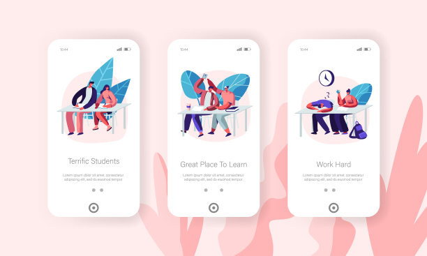 学生访问讲座大学概念网站或网页。学习，接受高等教育，知识。移动应用页面板载屏幕设置，卡通平面矢量插图图片下载