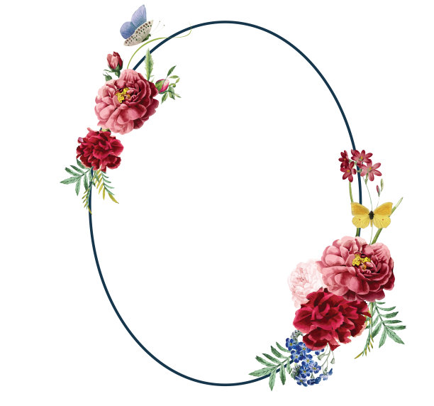 水彩花卉框架设计矢量图片下载
