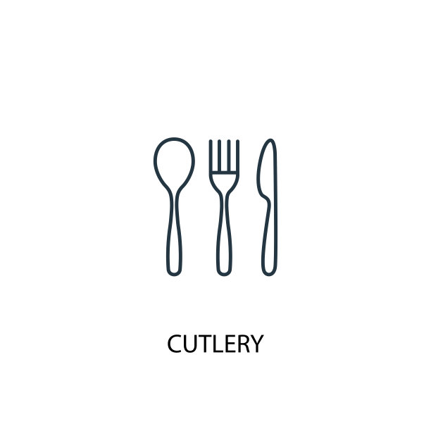 餐具概念线图标。简单元素说明。餐具概念轮廓符号设计来自食品套装。可以用于网页和手机的UI/UX吗图片下载