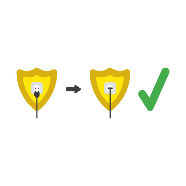 矢量图标概念的保护屏蔽与插座和插头插入插座与检查标记图片下载