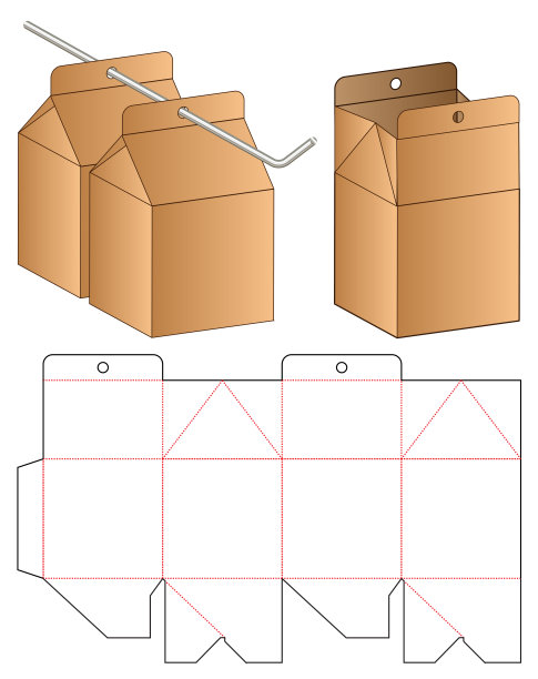包装盒模切模板设计。三维模型图片下载