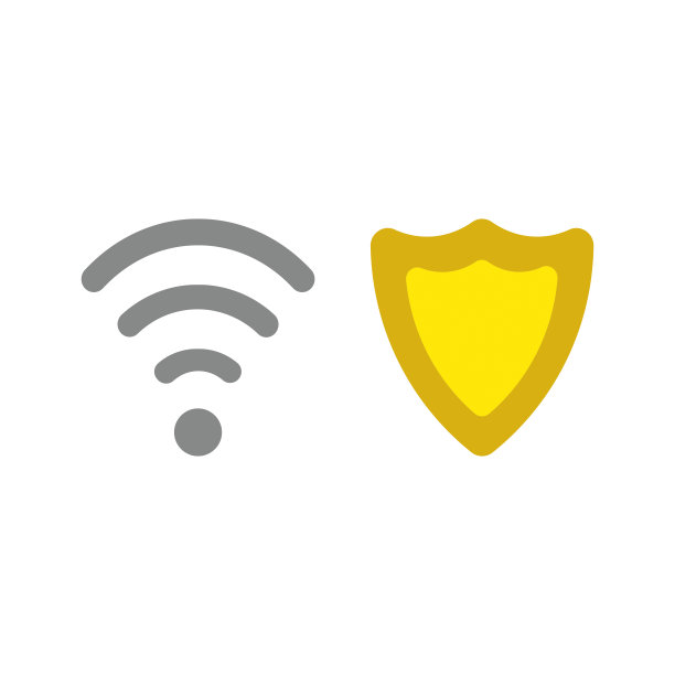 带防护盾的无线WIFI符号矢量图标概念图片下载