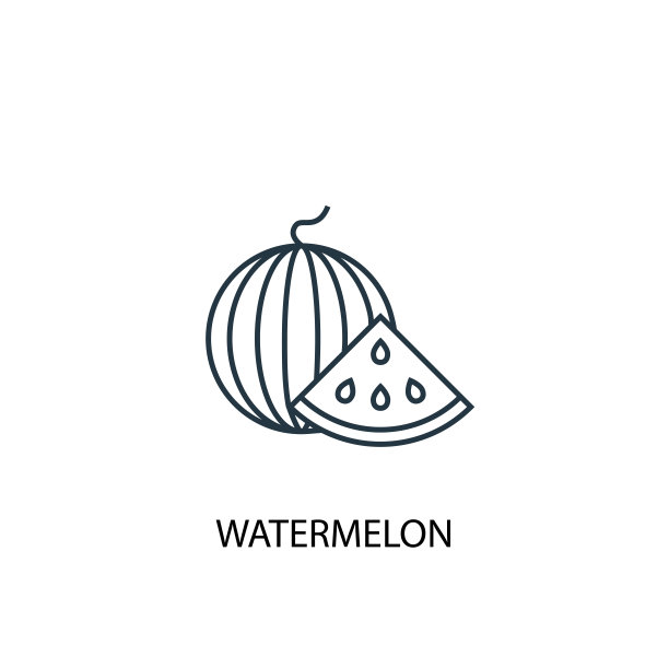 西瓜概念线图标。简单元素说明。西瓜概念轮廓符号设计。可以用于网页和手机的UI/UX吗图片下载