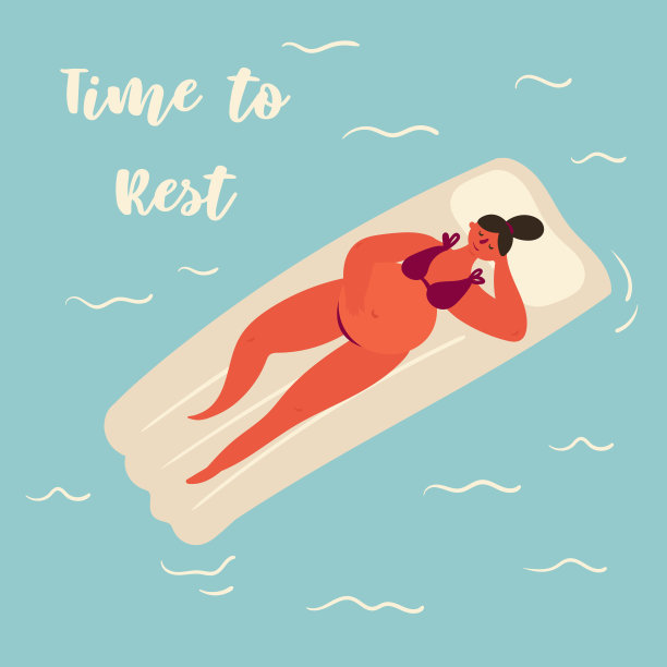 年轻的孕妇躺在充气床垫上休息图片下载