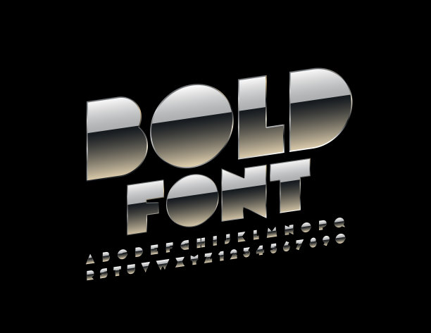 矢量反射大写粗体字体。现代金属字母图片下载