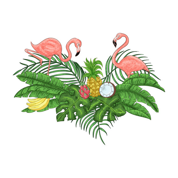 火烈鸟聚会的邀请。热带夏威夷海报。图片下载