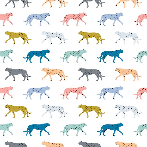 无缝图案与猎豹、豹子。矢量图图片下载