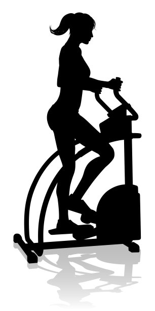 健身房女人剪影椭圆健身机图片下载