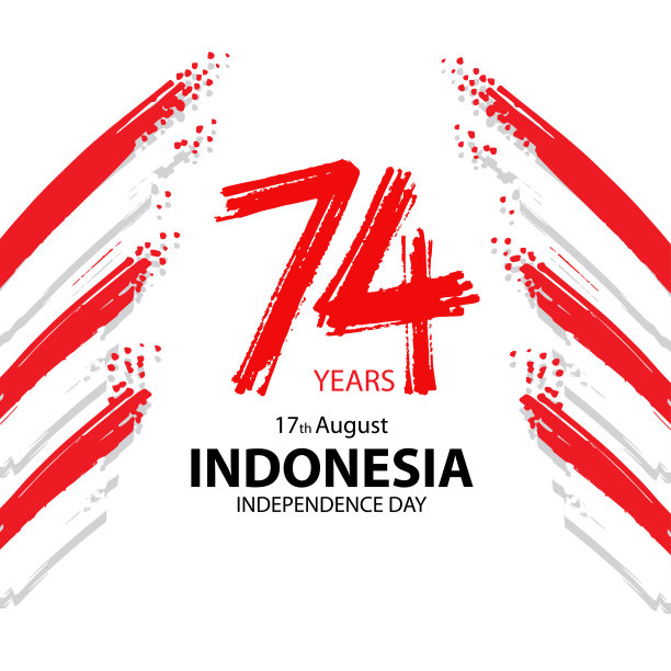 74周年，印尼独立日贺卡。图片下载